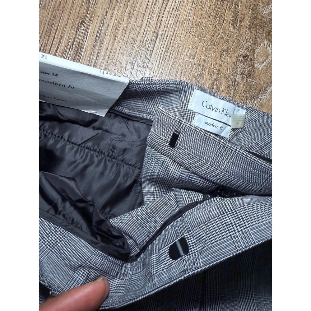 Calvin Klein Grey Glen Plaid Modern Fit Dress Pants‎ Trousers Size 14 NWT - Picture 4 of 11